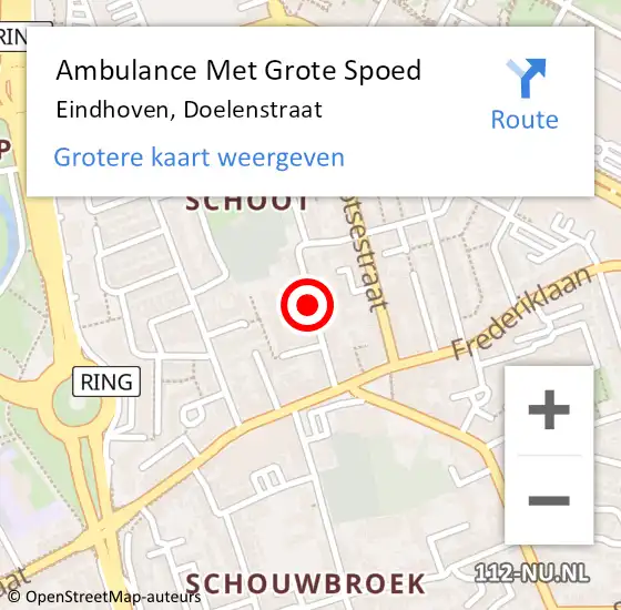 Locatie op kaart van de 112 melding: Ambulance Met Grote Spoed Naar Eindhoven, Doelenstraat op 23 juni 2018 13:02