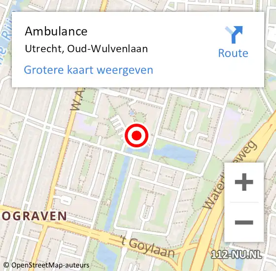 Locatie op kaart van de 112 melding: Ambulance Utrecht, Oud-Wulvenlaan op 23 juni 2018 13:25