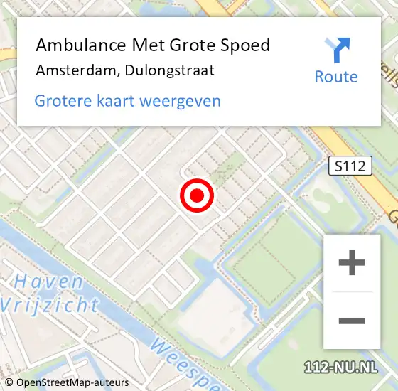Locatie op kaart van de 112 melding: Ambulance Met Grote Spoed Naar Amsterdam, Dulongstraat op 23 juni 2018 18:22