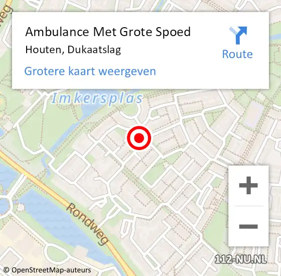 Locatie op kaart van de 112 melding: Ambulance Met Grote Spoed Naar Houten, Dukaatslag op 23 juni 2018 18:43