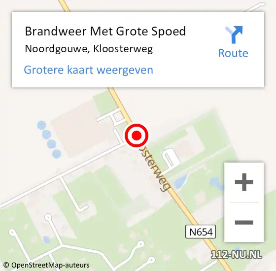 Locatie op kaart van de 112 melding: Brandweer Met Grote Spoed Naar Noordgouwe, Kloosterweg op 23 juni 2018 18:57