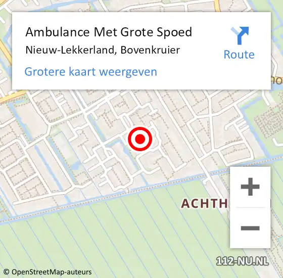 Locatie op kaart van de 112 melding: Ambulance Met Grote Spoed Naar Nieuw-Lekkerland, Bovenkruier op 23 juni 2018 20:06