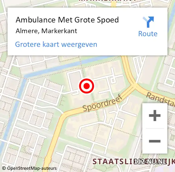 Locatie op kaart van de 112 melding: Ambulance Met Grote Spoed Naar Almere, Markerkant op 23 juni 2018 20:15