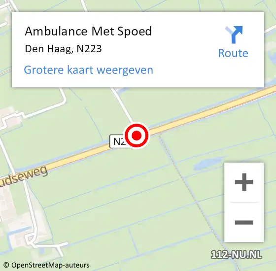 Locatie op kaart van de 112 melding: Ambulance Met Spoed Naar Den Haag, N223 op 23 juni 2018 20:26