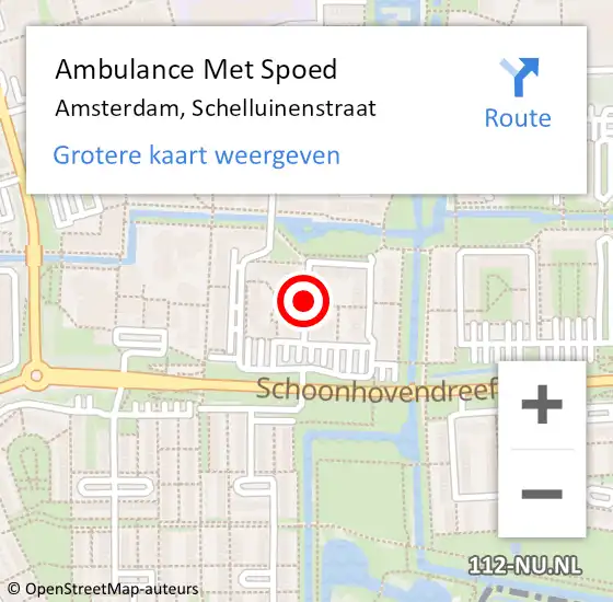 Locatie op kaart van de 112 melding: Ambulance Met Spoed Naar Amsterdam, Schelluinenstraat op 23 juni 2018 20:28