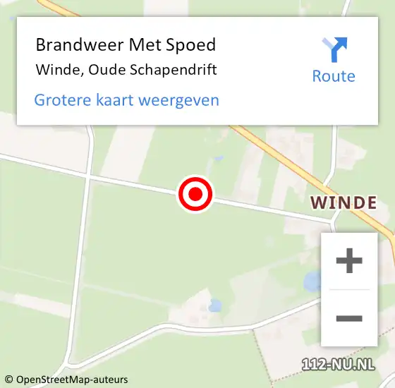 Locatie op kaart van de 112 melding: Brandweer Met Spoed Naar Winde, Oude Schapendrift op 23 juni 2018 21:40