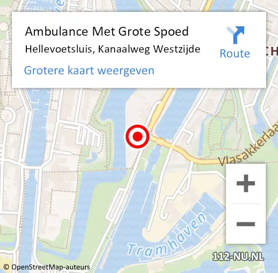 Locatie op kaart van de 112 melding: Ambulance Met Grote Spoed Naar Hellevoetsluis, Kanaalweg Westzijde op 23 juni 2018 21:58
