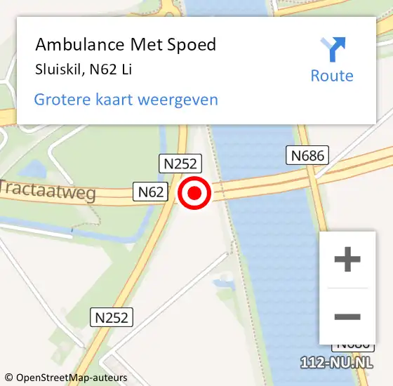 Locatie op kaart van de 112 melding: Ambulance Met Spoed Naar Sluiskil, N62 Li op 23 juni 2018 22:21