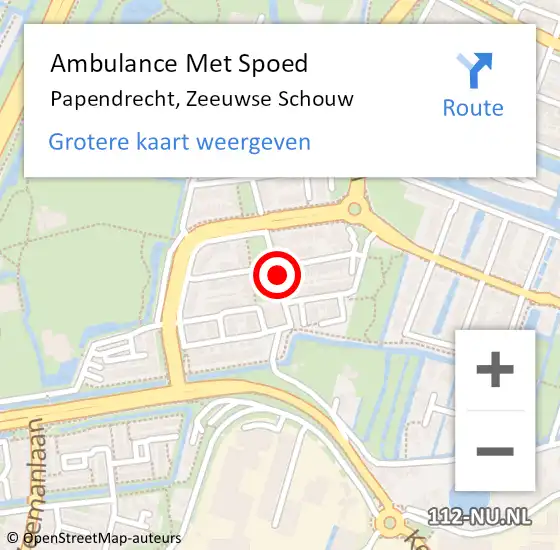 Locatie op kaart van de 112 melding: Ambulance Met Spoed Naar Papendrecht, Zeeuwse Schouw op 23 juni 2018 22:23