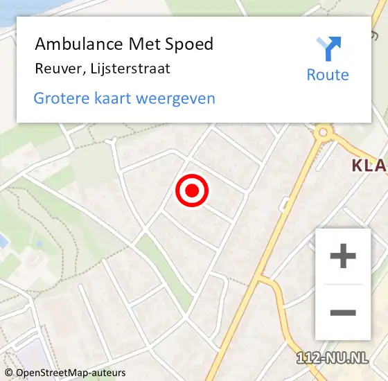 Locatie op kaart van de 112 melding: Ambulance Met Spoed Naar Reuver, Lijsterstraat op 28 februari 2014 15:20