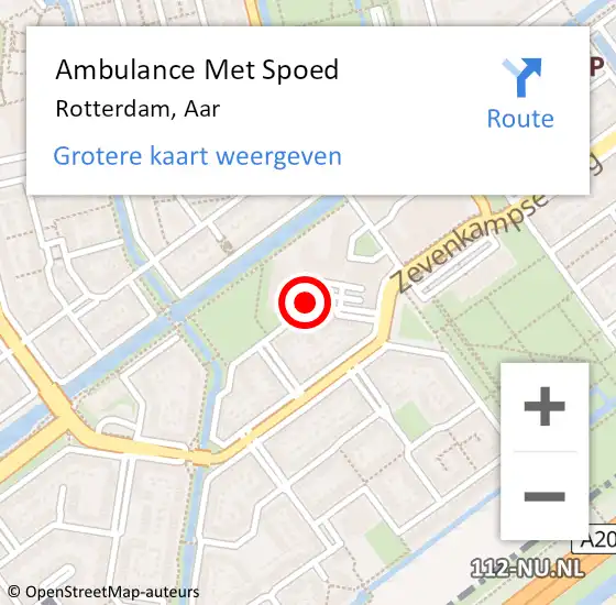 Locatie op kaart van de 112 melding: Ambulance Met Spoed Naar Rotterdam, Aar op 23 juni 2018 23:33