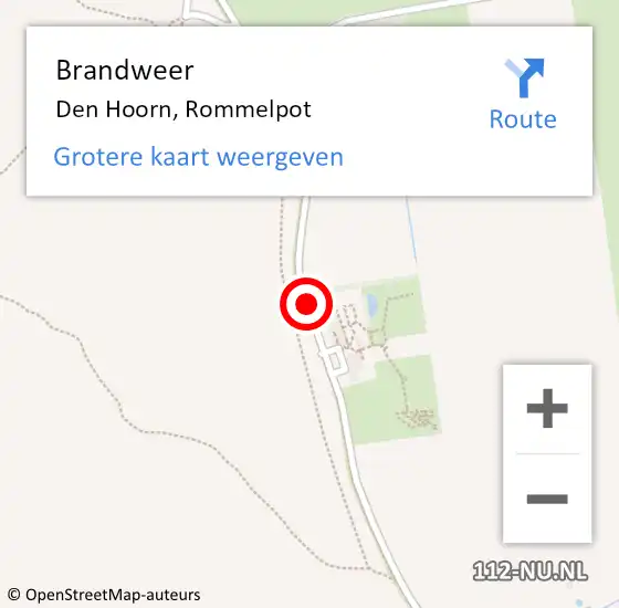 Locatie op kaart van de 112 melding: Brandweer Den Hoorn, Rommelpot op 23 juni 2018 23:53