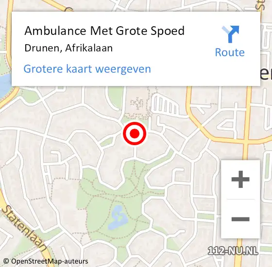 Locatie op kaart van de 112 melding: Ambulance Met Grote Spoed Naar Drunen, Afrikalaan op 23 juni 2018 23:59