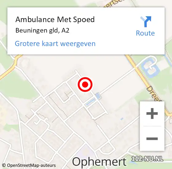 Locatie op kaart van de 112 melding: Ambulance Met Spoed Naar Beuningen gld, A2 op 24 juni 2018 00:53