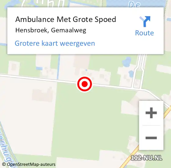 Locatie op kaart van de 112 melding: Ambulance Met Grote Spoed Naar Hensbroek, Gemaalweg op 24 juni 2018 01:36