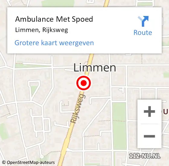 Locatie op kaart van de 112 melding: Ambulance Met Spoed Naar Limmen, Rijksweg op 24 juni 2018 01:48