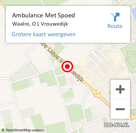Locatie op kaart van de 112 melding: Ambulance Met Spoed Naar Waalre, O L Vrouwedijk op 24 juni 2018 02:36