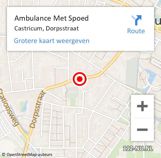 Locatie op kaart van de 112 melding: Ambulance Met Spoed Naar Castricum, Dorpsstraat op 24 juni 2018 02:48