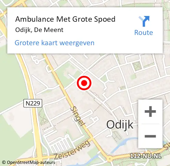Locatie op kaart van de 112 melding: Ambulance Met Grote Spoed Naar Odijk, De Meent op 24 juni 2018 04:14