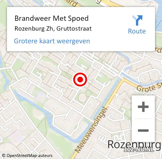 Locatie op kaart van de 112 melding: Brandweer Met Spoed Naar Rozenburg Zh, Gruttostraat op 24 juni 2018 09:54