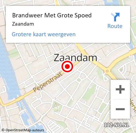 Locatie op kaart van de 112 melding: Brandweer Met Grote Spoed Naar Zaandam, Hermitage op 24 juni 2018 11:37