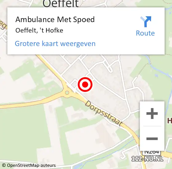 Locatie op kaart van de 112 melding: Ambulance Met Spoed Naar Oeffelt, 't Hofke op 24 juni 2018 12:43