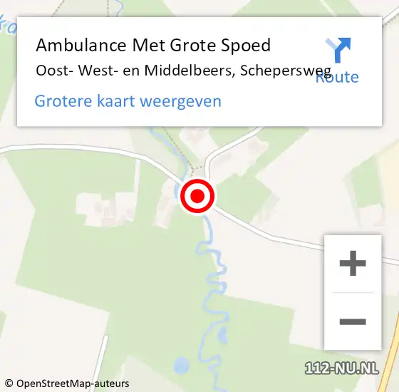 Locatie op kaart van de 112 melding: Ambulance Met Grote Spoed Naar Oost- West- en Middelbeers, Schepersweg op 24 juni 2018 12:55