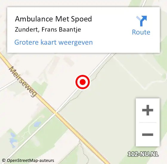 Locatie op kaart van de 112 melding: Ambulance Met Spoed Naar Zundert, Frans Baantje op 24 juni 2018 13:47