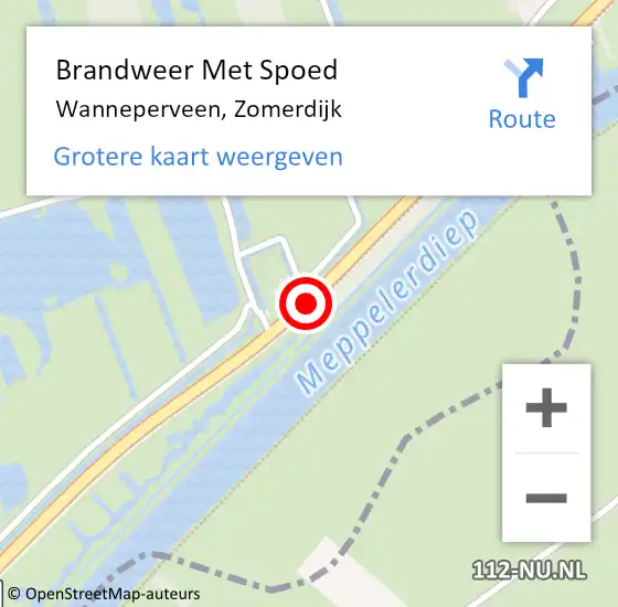 Locatie op kaart van de 112 melding: Brandweer Met Spoed Naar Wanneperveen, Zomerdijk op 24 juni 2018 14:20