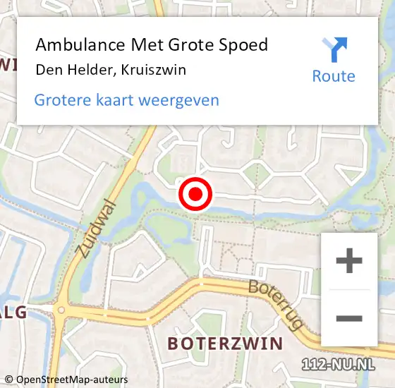 Locatie op kaart van de 112 melding: Ambulance Met Grote Spoed Naar Den Helder, Kruiszwin op 24 juni 2018 14:58