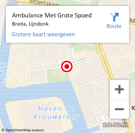 Locatie op kaart van de 112 melding: Ambulance Met Grote Spoed Naar Breda, Lijndonk op 24 juni 2018 15:03