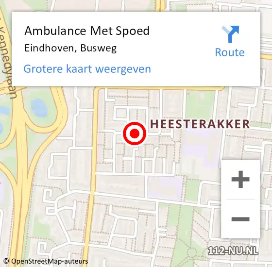 Locatie op kaart van de 112 melding: Ambulance Met Spoed Naar Eindhoven, Busweg op 24 juni 2018 15:03
