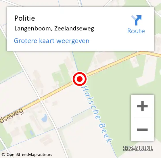 Locatie op kaart van de 112 melding: Politie Langenboom, Zeelandseweg op 24 juni 2018 16:55