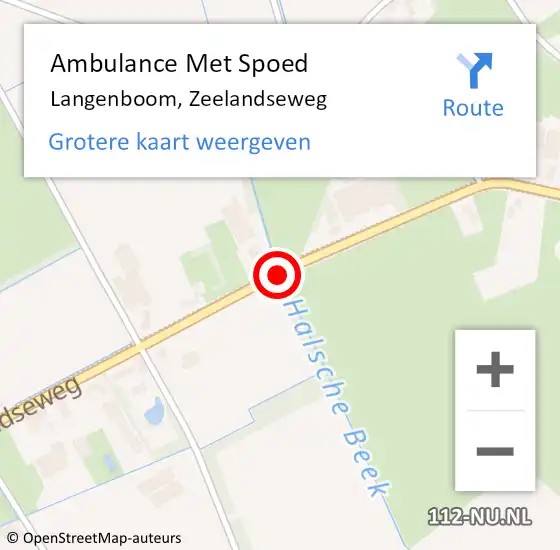 Locatie op kaart van de 112 melding: Ambulance Met Spoed Naar Langenboom, Zeelandseweg op 24 juni 2018 17:11
