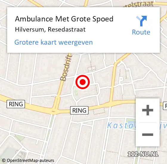 Locatie op kaart van de 112 melding: Ambulance Met Grote Spoed Naar Hilversum, Resedastraat op 24 juni 2018 17:31