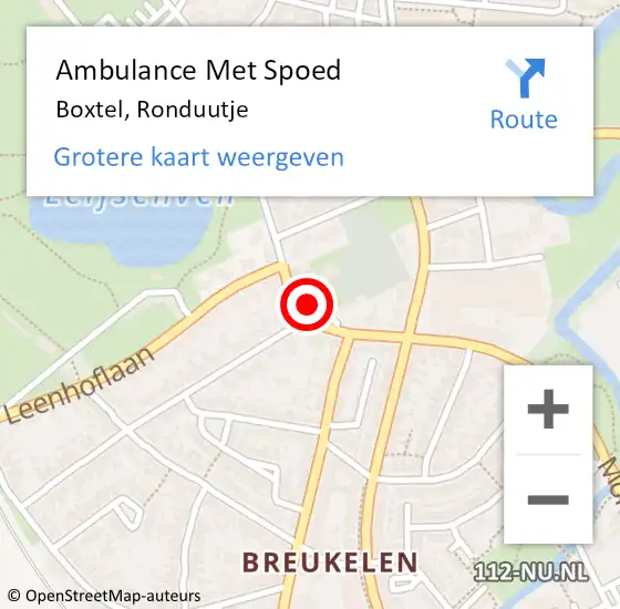 Locatie op kaart van de 112 melding: Ambulance Met Spoed Naar Boxtel, Ronduutje op 24 juni 2018 20:08