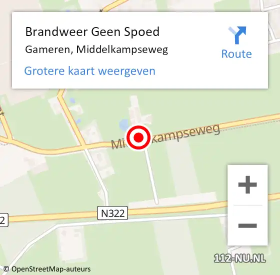 Locatie op kaart van de 112 melding: Brandweer Geen Spoed Naar Gameren, Middelkampseweg op 24 juni 2018 21:42