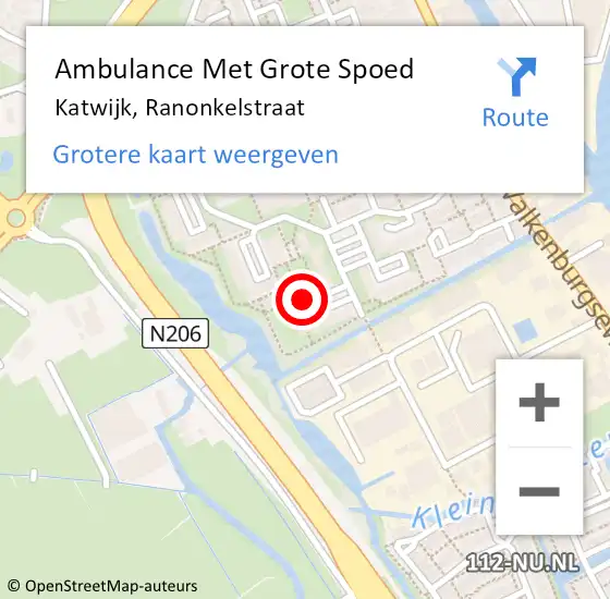 Locatie op kaart van de 112 melding: Ambulance Met Grote Spoed Naar Katwijk, Ranonkelstraat op 24 juni 2018 22:13