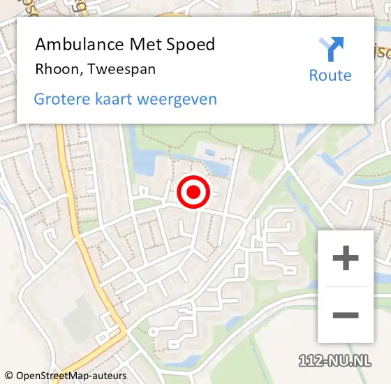 Locatie op kaart van de 112 melding: Ambulance Met Spoed Naar Rhoon, Tweespan op 24 juni 2018 22:18