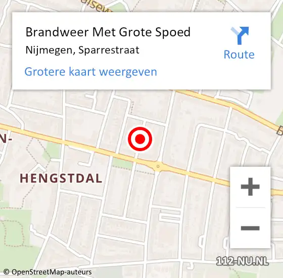 Locatie op kaart van de 112 melding: Brandweer Met Grote Spoed Naar Nijmegen, Sparrestraat op 24 juni 2018 23:12