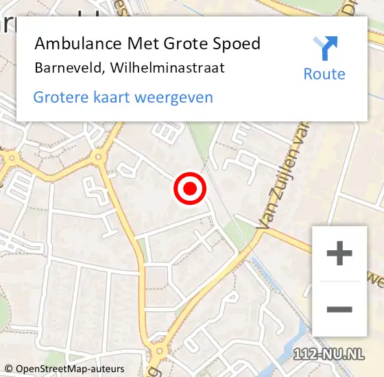Locatie op kaart van de 112 melding: Ambulance Met Grote Spoed Naar Barneveld, Wilhelminastraat op 25 juni 2018 00:00