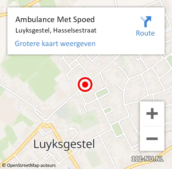 Locatie op kaart van de 112 melding: Ambulance Met Spoed Naar Luyksgestel, Hasselsestraat op 25 juni 2018 00:29