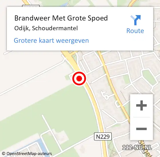 Locatie op kaart van de 112 melding: Brandweer Met Grote Spoed Naar Odijk, Schoudermantel op 25 juni 2018 00:55