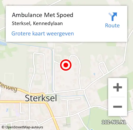 Locatie op kaart van de 112 melding: Ambulance Met Spoed Naar Sterksel, Kennedylaan op 25 juni 2018 01:45
