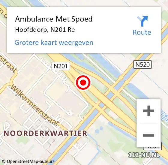 Locatie op kaart van de 112 melding: Ambulance Met Spoed Naar Hoofddorp, N201 Re hectometerpaal: 31,0 op 25 juni 2018 05:31