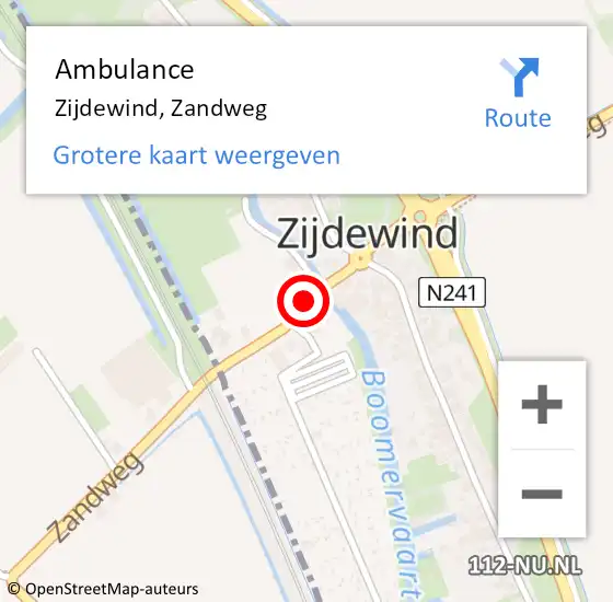 Locatie op kaart van de 112 melding: Ambulance Zijdewind, Zandweg op 25 juni 2018 07:40