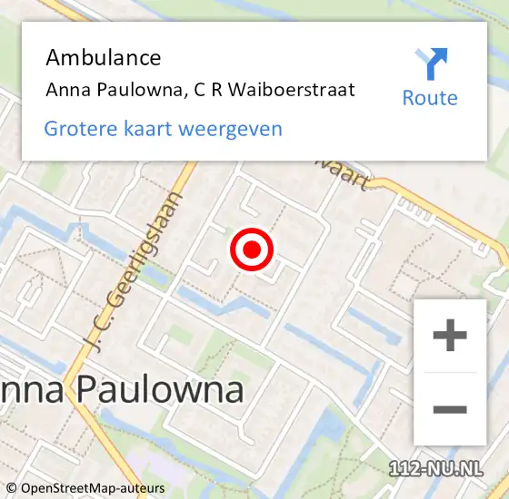 Locatie op kaart van de 112 melding: Ambulance Anna Paulowna, C R Waiboerstraat op 25 juni 2018 09:25