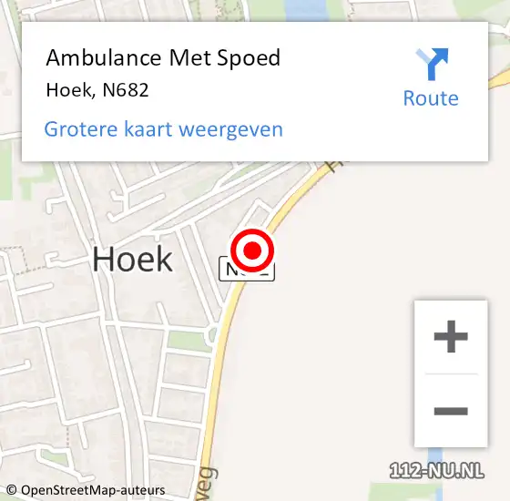 Locatie op kaart van de 112 melding: Ambulance Met Spoed Naar Hoek, N682 op 25 juni 2018 10:42