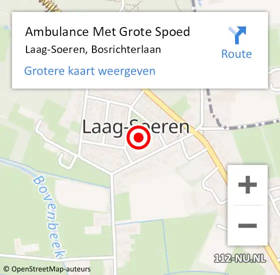 Locatie op kaart van de 112 melding: Ambulance Met Grote Spoed Naar Laag-Soeren, Bosrichterlaan op 25 juni 2018 12:23