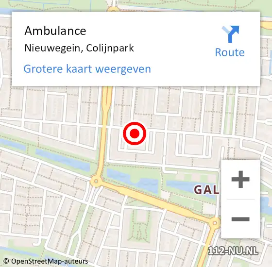 Locatie op kaart van de 112 melding: Ambulance Nieuwegein, Colijnpark op 25 juni 2018 13:15